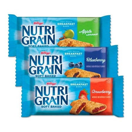 Kelloggs Nutri-Grain Cereal Bars Apple Cinnamon, Blueberry, Strawberry, 1.3 oz., 48/Ctn 3800005872